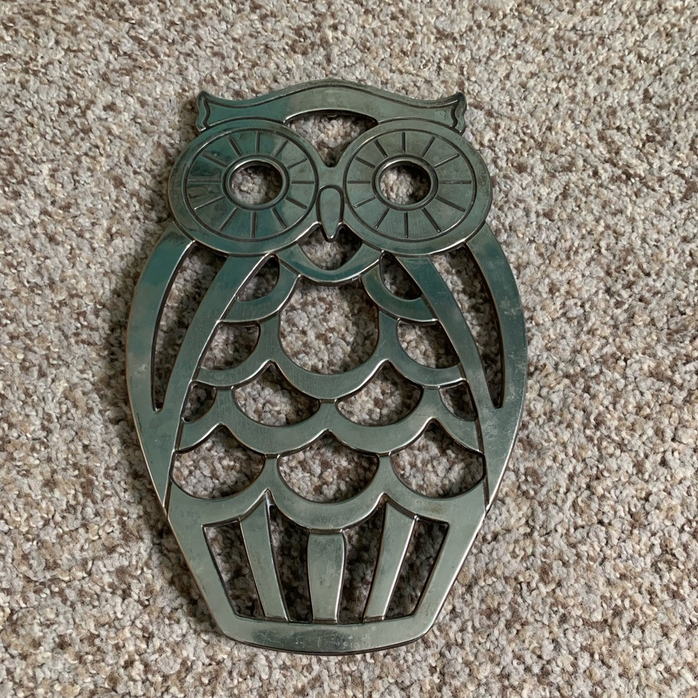 Leonard ITALY silverplate Owl Trivet vintage